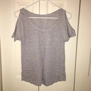 Charlotte Russe Gray Cold Shoulder Tee